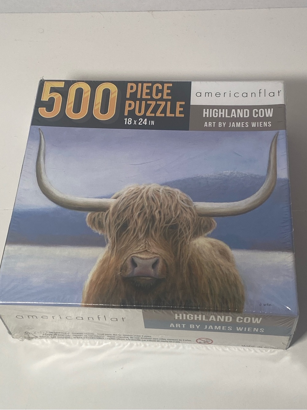 500-Piece  - Brown Highland Cow Jigsaw Puzzle 18x24" American Flat New